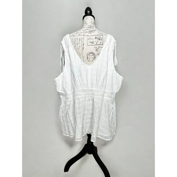 New Torrid Window Pane V-Neck Sleeveless Peplum Tank Cloud Dancer White 5X/28 - Picture 5 of 7